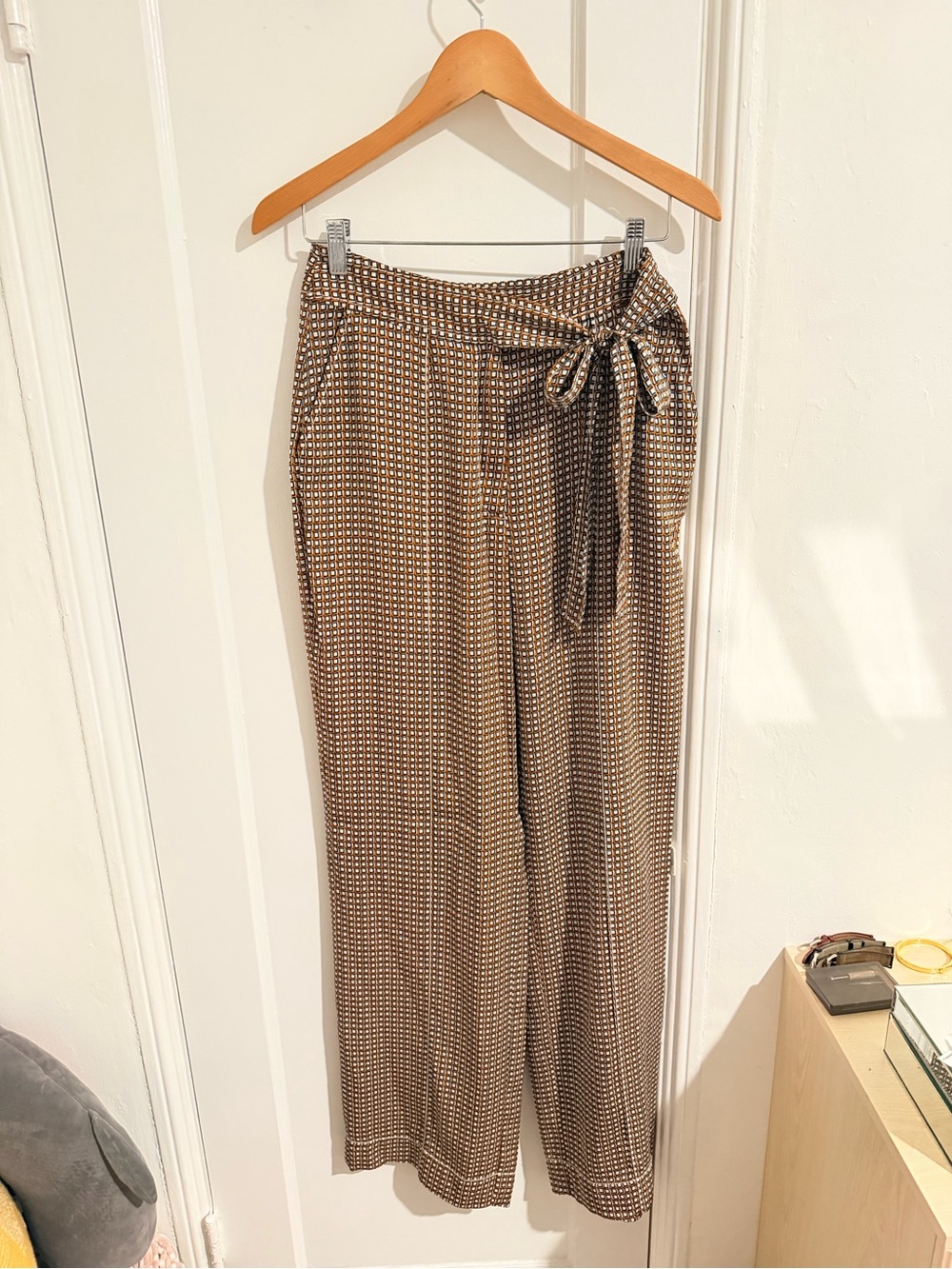 DVF Wide Leg Tie-Waist Pants